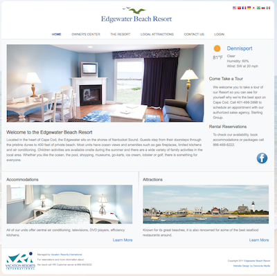 edgewater beach resort web design