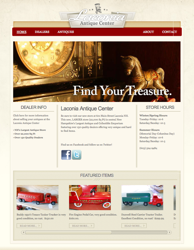 laconia antique center website design