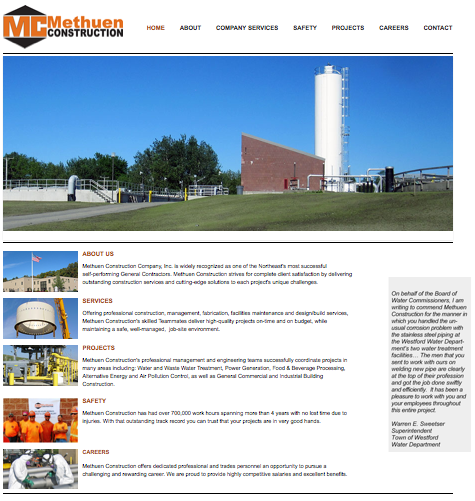 methuen construction website design