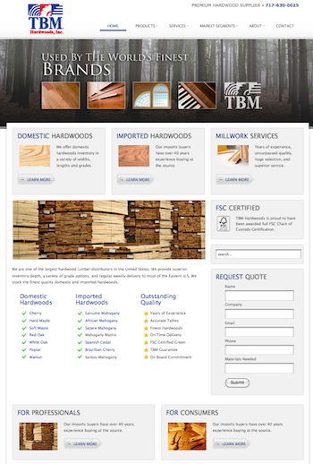tbm hardwoods website redesign